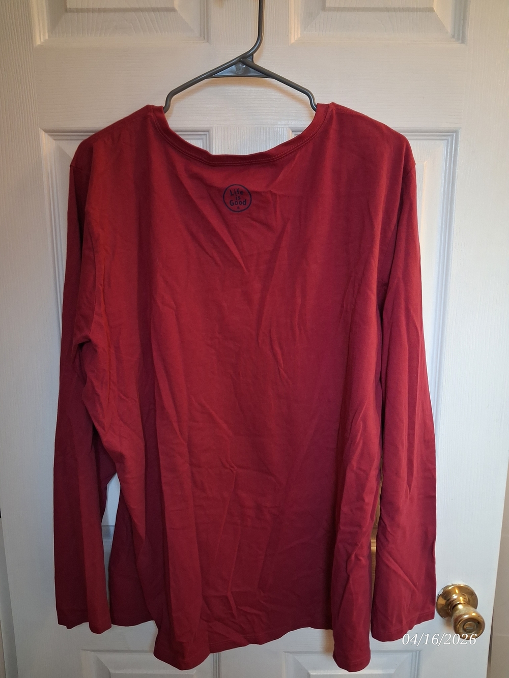 Life is Good Red Long-Sleeve V-Neck Tee - Picture 2 of 5